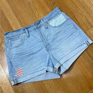 Madewell High-Rise Denim Shorts Light Style#K8029 Altered Patches 30